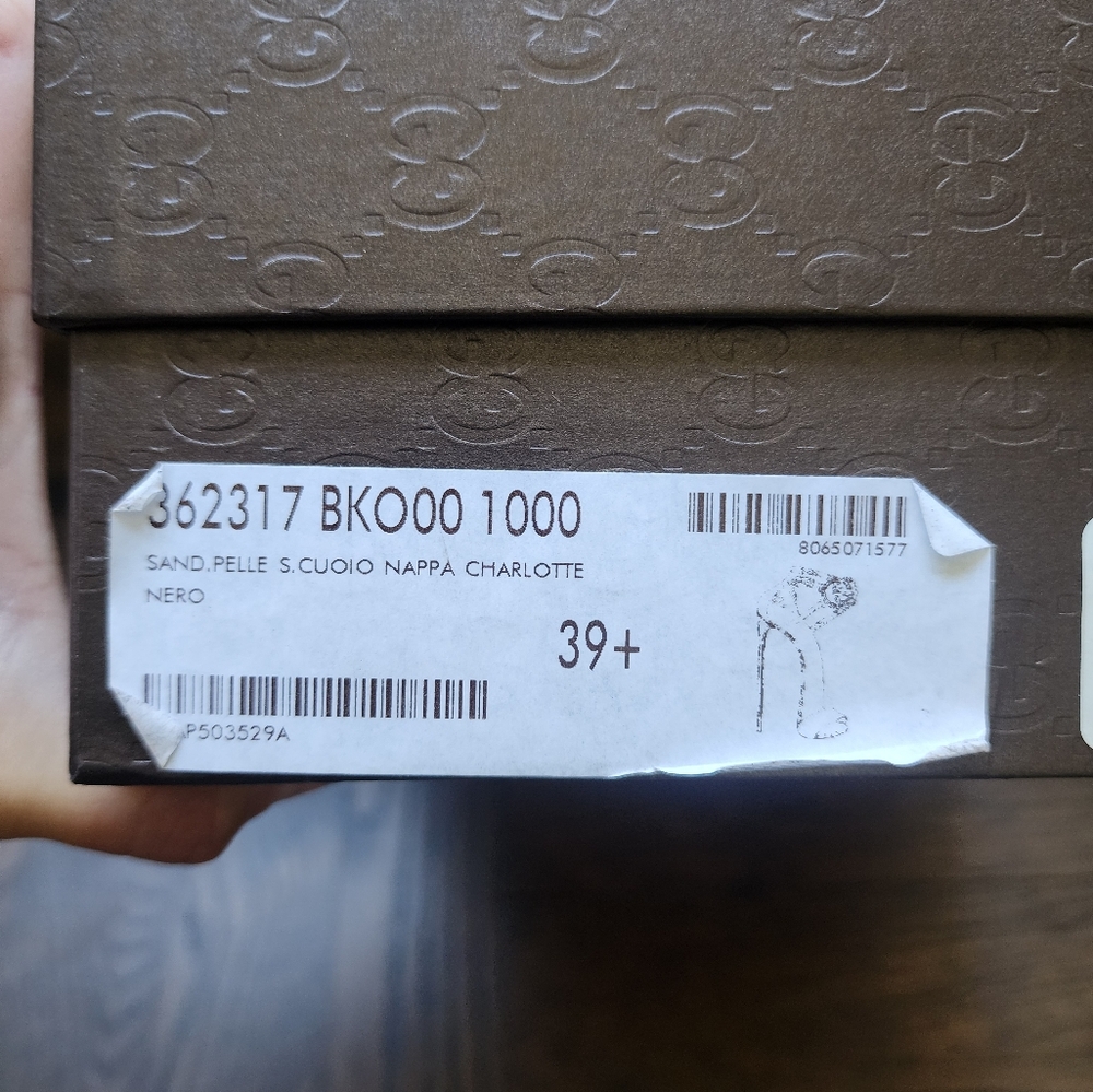 Brand New Gucci Women High Heel Nappa Charlotte Sandals GG Interlocking 9.5 - Picture 9 of 13